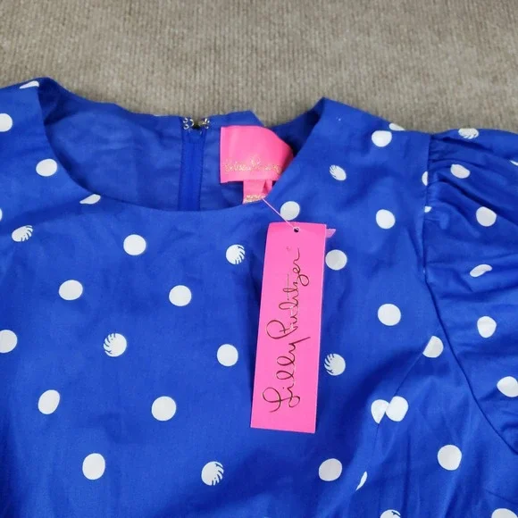 NWT Lilly Pulitzer Lyssa Dress Size 12 Blue Grotto Hunter Spot Cutout Tiered - Picture 8 of 15